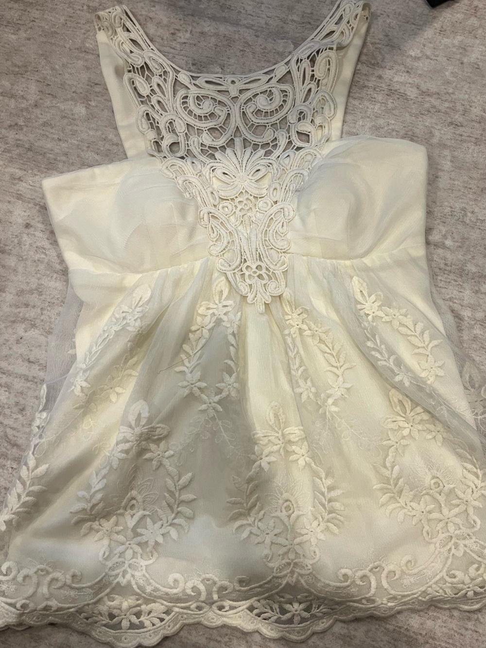 Boston Proper Cream Lace-Front Tank Top